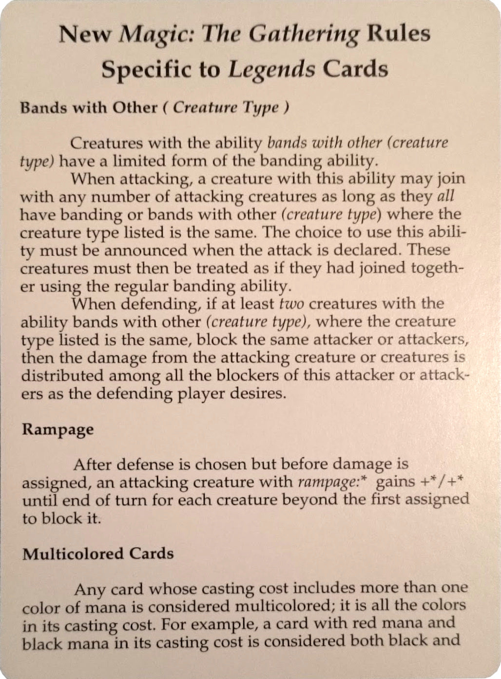 Legends Rules Card [Legends Tokens] | Card Citadel