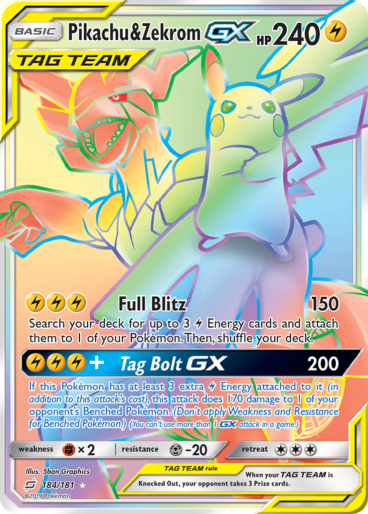 Pikachu & Zekrom GX (184/181) [Sun & Moon: Team Up] | Card Citadel