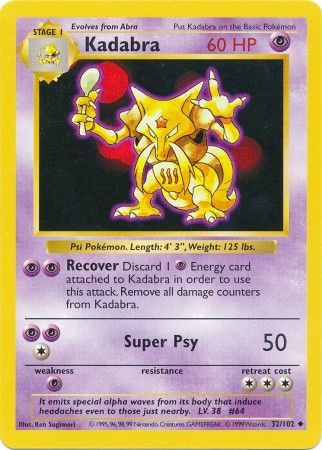 Kadabra (32/102) [Base Set Shadowless Unlimited] | Card Citadel