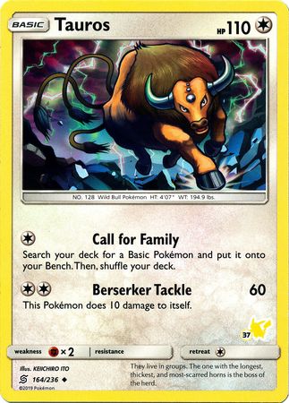 Tauros (164/236) (Pikachu Stamp #37) [Battle Academy 2020] | Card Citadel