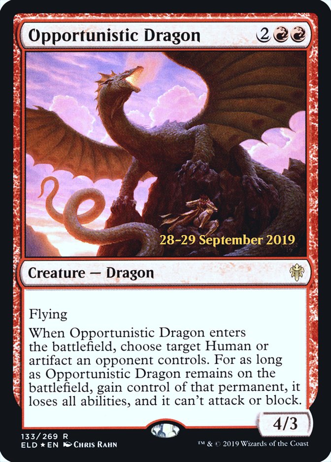 Opportunistic Dragon  [Throne of Eldraine Prerelease Promos] | Card Citadel