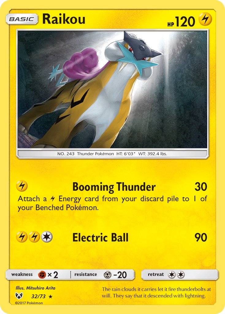 Raikou (32/73) (Lets Play, Pikachu Cracked Ice Holo) (Theme Deck Exclusive) [Sun & Moon: Shining Legends] | Card Citadel
