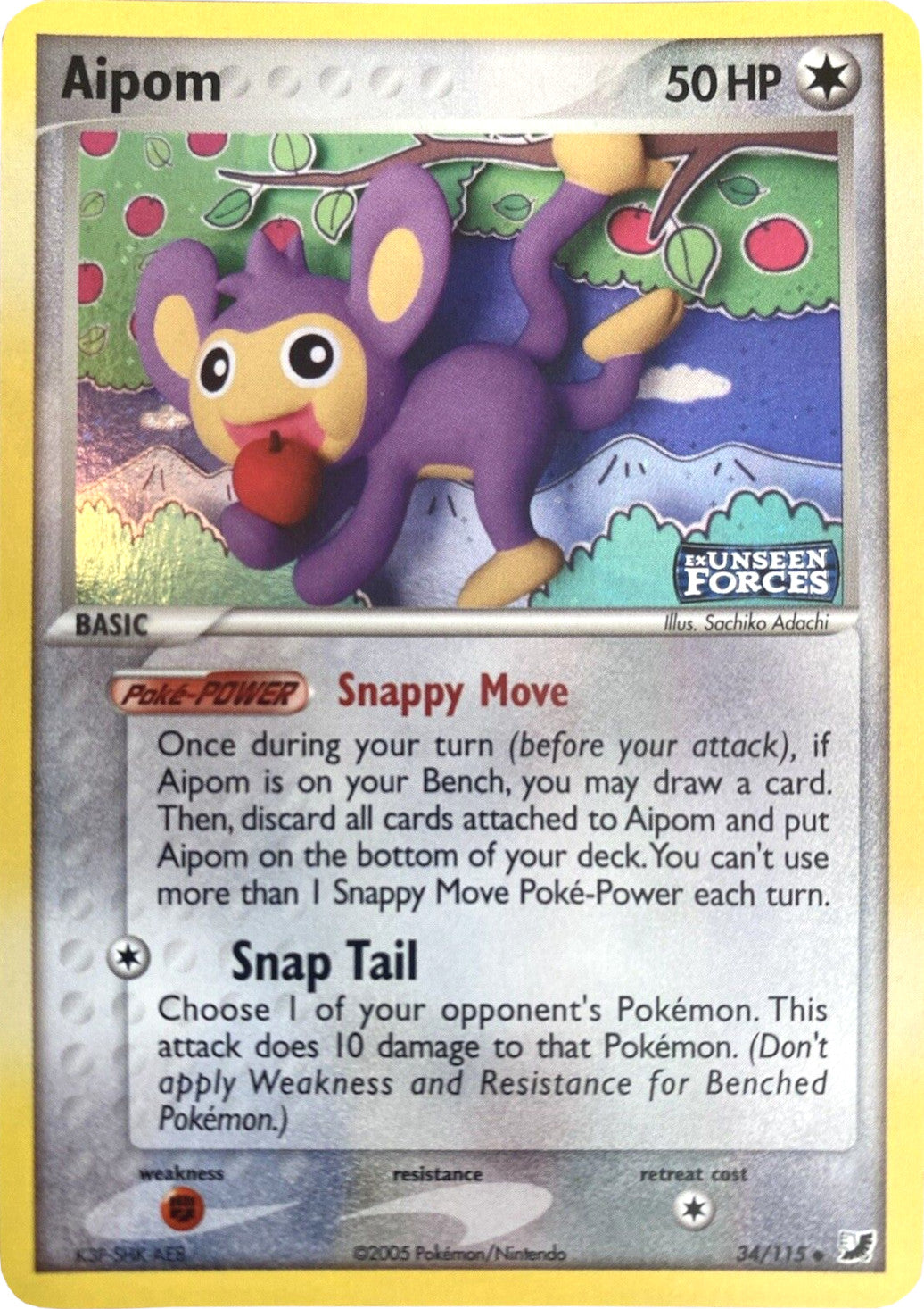 Aipom (34/115) (Stamped) [EX: Unseen Forces] | Card Citadel